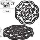 2 Cast Iron Trivets, Heavy Duty Round Metal Trivet, Heat Resistant for Hot Dish Pot Pan Plate Teapot, Cast Iron Hot Dish Plate Holder for Countertop, Dining Table, Kitchen