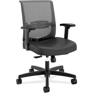 HON Convergence Ergonomic Office Chair, Breathable Back Support Mesh, Adjustable Arms, Computer Seating with Lumbar Support, Swivel Wheels, Synchro-Tilt Recline, Vinyl, Black