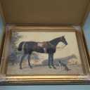 Gold Framed Wall Art Vintage Horse and Dog Canvas Art Farmhouse Animals Picture Wall Decor Antique Prints Rustic Paintings Country Artwork for Bedroom Bathroom Living Room 12x16 Inch