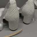 Goolita Pearl Heels For Women Mid Block Ankle Strap Heeled Sandals Round Open Toe Party Evening Bridal Shoes For Wedding (Size 8.5)