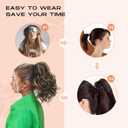 SEIKEA 10" Highlight Ponytail Extension Claw Short Thick Wavy Curly Jaw Clip in Fake Pony Tails Fake Hair Soft Natural Looking Synthetic Hairpiece for Women Dark Medium Blonde/White Blonde Highlights
