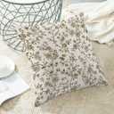 AEIOAE Brown Floral Pillow Covers 18x18 Inch Set of 2, Chinoiserie Cream Vintage Flower Throw Pillows Case, Boho Spring Outdoor Decorative Farmhouse Decor Cushion Covers for Home Sofa Bed Couch