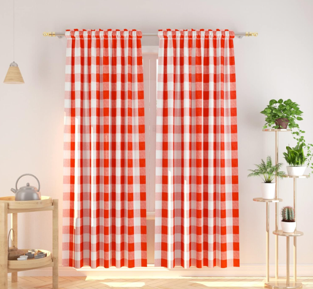 Buffalo Check Cotton Curtains 84 inch Length Kitchen Living Room Bedroom Red and White Gingham Plaid Window Curtain Panels Basement Drapes 2 Panels Rod Pocket Window Treatment Set, Size: 52"W x 84"L (Pack of 2), Color: Plaids Red & white