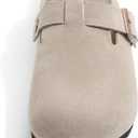 Suede Clogs for Women Leather Mules with Cork Footbed Arch Support Potato Shoes Men Womens Slip-On Clog with Adjustable Buckle Unisex Slippers Flats (M)