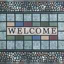 CHICHIC Rectangle Entrance Door Mat Large 24 x 36 Inch Entry Way High Traffic Area Doormat Front Door Rugs Outdoors Heavy Duty Welcome Mat, Non Slip Rubber Back Low Profile for Garage (Blue)
