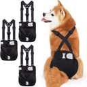 Idepet Female Dog Diapers with Suspender Detachable, 3 Pack Washable Reusable Girl Doggie Diapers for Small Medium Female Dog in Heat Period Cycle Urinary Incontinence Training L