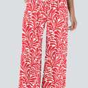 PRETTYGARDEN Womens Pants Elastic Waist Floral Lightweight Palazzo Pants for Women Casual Lounge Wide Leg Pants Woman, M