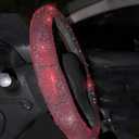 Fashion Car Ultra Bling Steering Wheel Cover with Sparkly Diamond Rhinestones, Gorgeous Accessory with Anti Slip Lining Extra Bling Especially Shiny Cat Exotic Universal (Red)