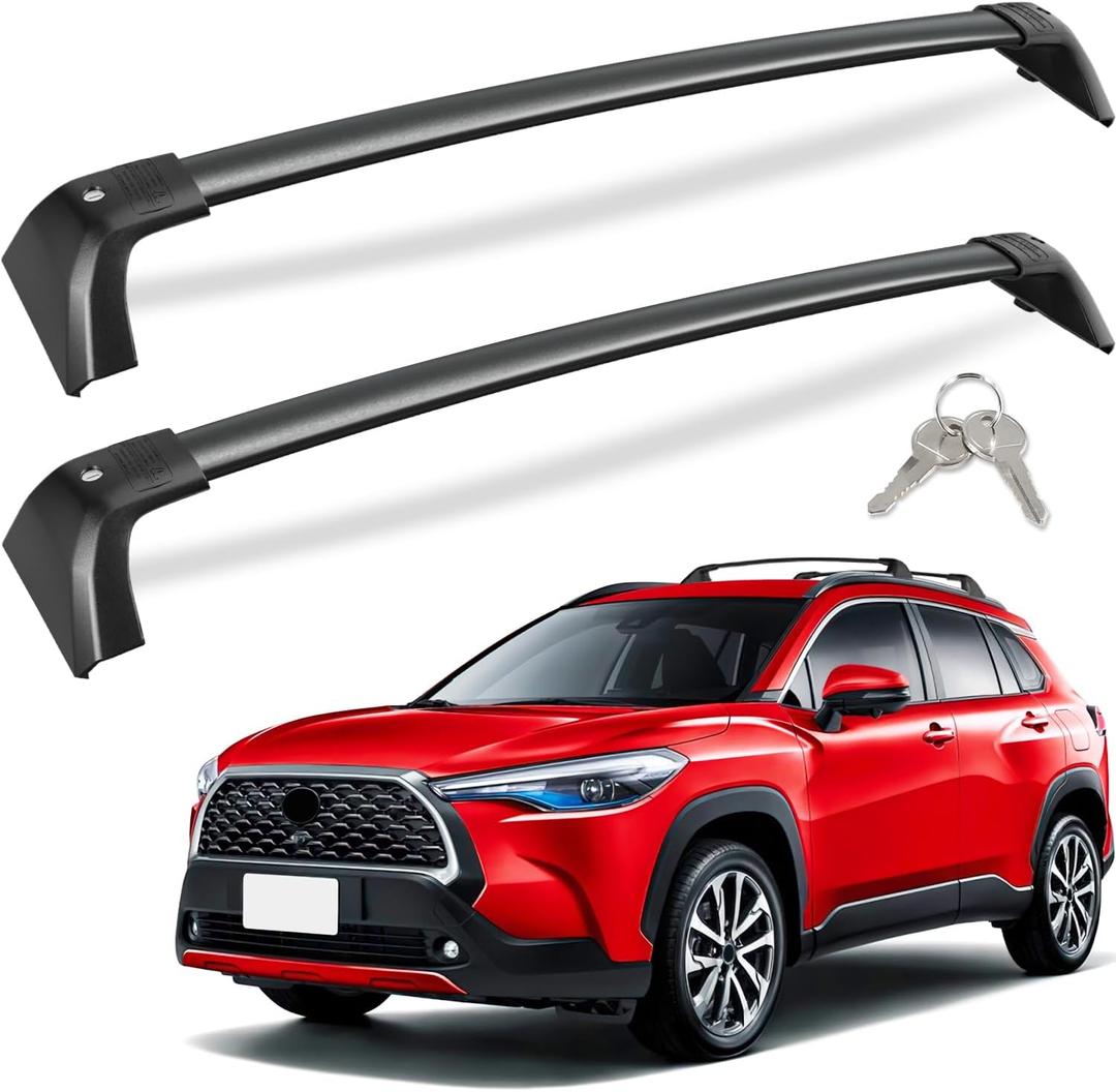 KINGGERI 260Lbs Lockable Roof Rack Cross Bars Compatible with Toyota Corolla Cross 2022 2023 2024 2025 2026 (with Flush Side Rails), Heavy Duty All Aluminum Rail Crossbar Anti-Theft Metal Matte Coated