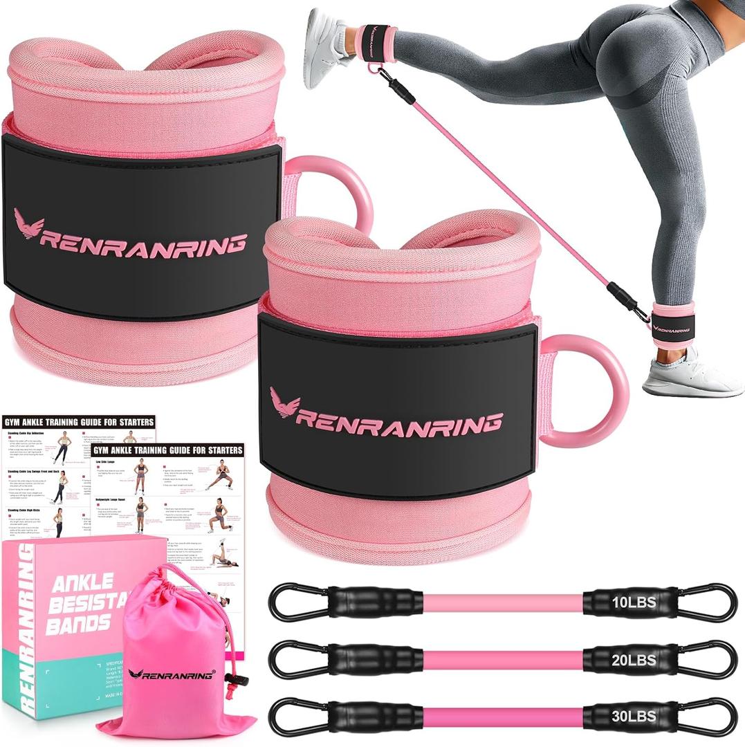 Ankle Resistance Bands with Cuffs, Ankle Bands for Working Out, Ankle Resistance Band for Legs and Glutes Workout Equipment, Butt Exercise Equipment for Women, 14.4 ounces
