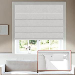 No Tools No Drill Roman Shades, Cordless Blackout Roman Blinds for Windows, Room Darkening Window Shades, Smooth Push & Pull, Easy to Install, White, 27" W 64" H