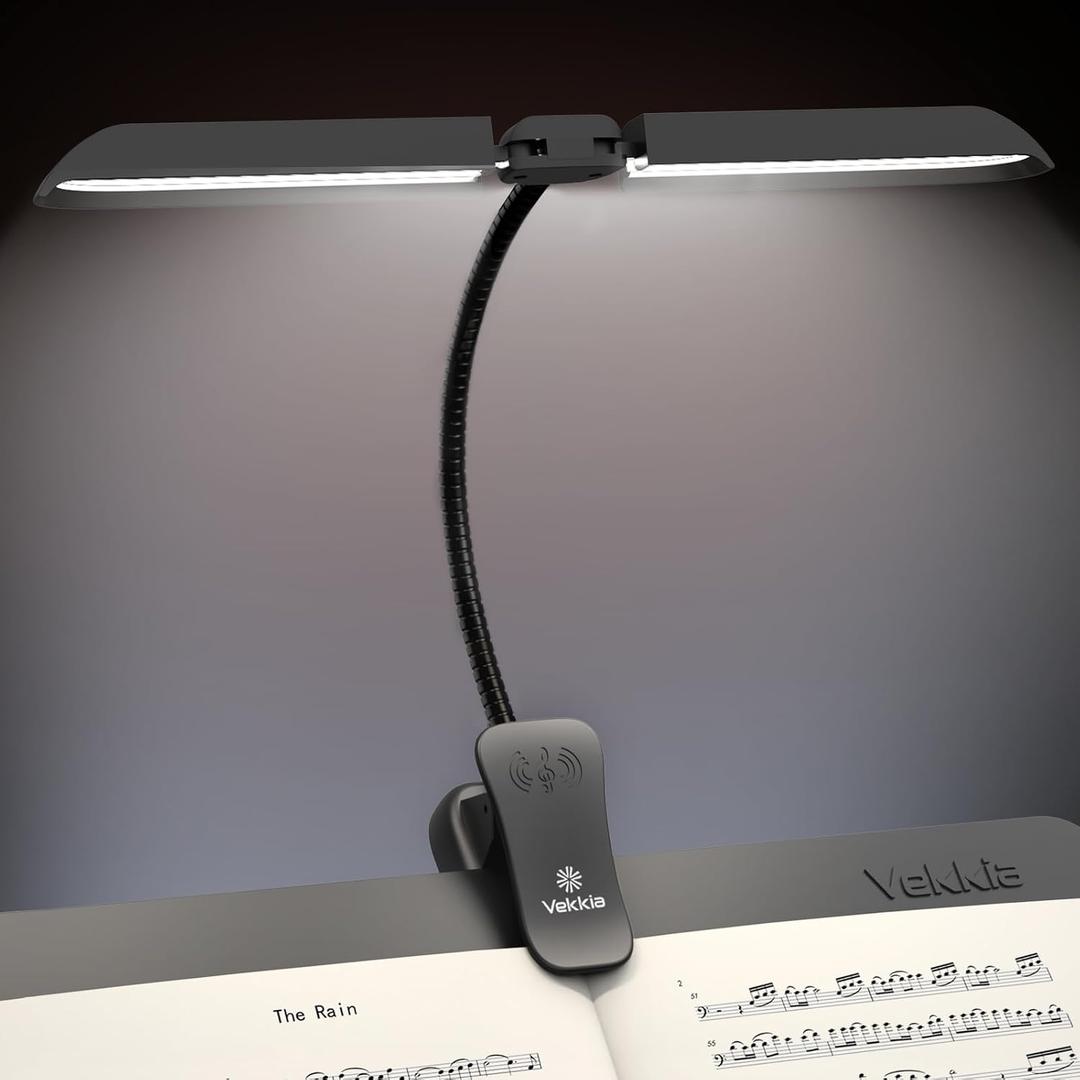 Vekkia 96 Led Rechargeable Music Stand Light - Folding Clip On Piano Lamp, Portable Professional with 5 Brightness3 Color Temperature for Grand Piano and Book Reading