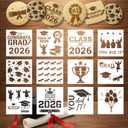 12Pcs Graduation Cookie Stencils Set 5.5"x5.5"  Class of 2026 Grad Cap & Diploma Designs, Reusable Plastic Cake Stencils for Cookies, Airbrush, Crafts & Graduation Party Decor