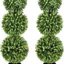 2 Pack Artificial Topiary Trees, 3ft Faux Boxwood Balls Topiary Tree in Pot for Front Door Porch Home Office Decor