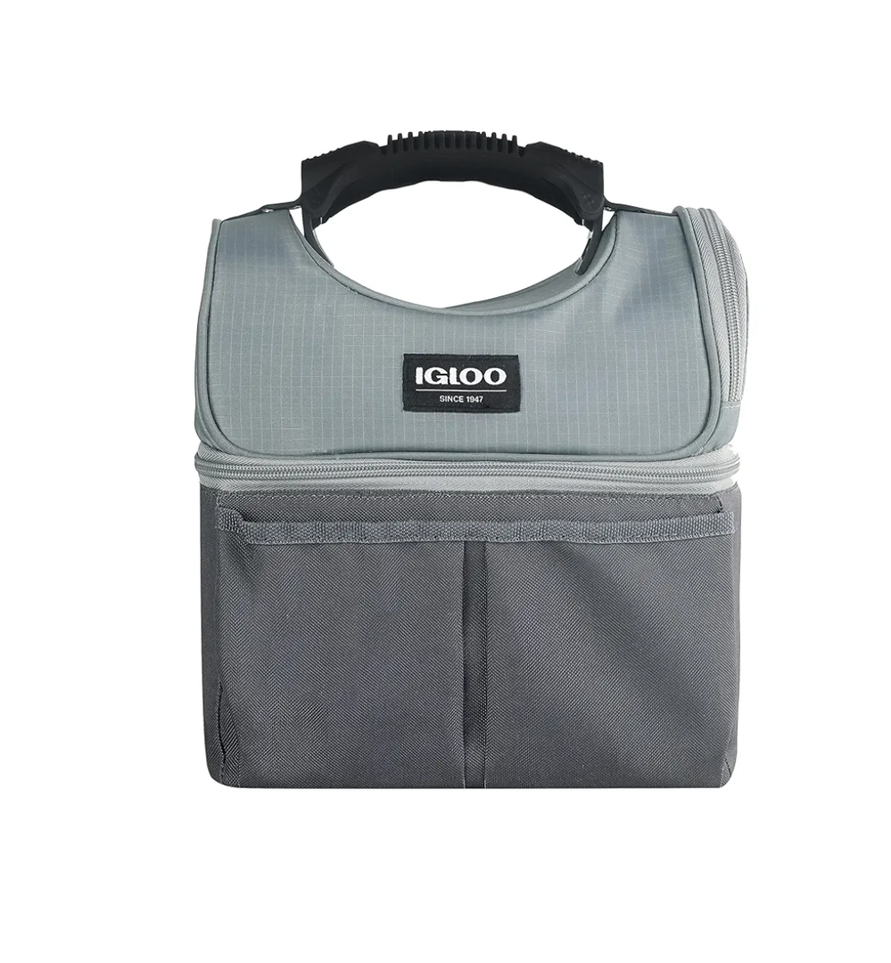 Igloo Soft Cooler Gripper Lunch Bag, Portable Dual Compartment Lunch Cooler, Insulated Lunch Box, Soft Sided Cooler Bag, 22 Can