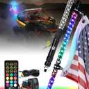 Xprite 3FT Spiral RGB LED Whip Lights, 360 Dream-Color Dancing Chase Whip Lights w/Remote Control and Flag for Side by Side Jeep Offroad UTV ATV Trucks SXS Polaris RZR XP 1000 Can-am Maverick X3 1PC