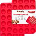 Redfly 24-Cup Silicone Mini Muffin Pan  2 Pack Cupcake & Muffin Baking Tin Cupcake Pans