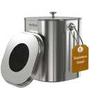 MRBIN Stainless Steel Kitchen Compost Bin Countertop Trash Can with Lid and Charcoal Filter, Metal Small Indoor Rubbish Dustbin for Food Waste Recycle