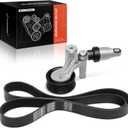 A-Premium Engine Serpentine Belt Drive Kit with Tensioner Compatible with Honda Accord 2013-2017, CR-V CRV 2017-2019 & Acura TLX 2015-2020 - DOHC L4 2.4L