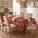 Horaldaily Red Gold Gauze Tablecloth 60x84 Inch Rectangular, Golden Marble Glitter Metallic Foil Thin Mesh Table Cover, Sheer Chiffon Tulle Cheesecloth for Wedding Baby Shower Party