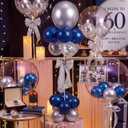 Hollowfly 2 Sets Retirement Party Decorations Navy Blue and Silver Balloon Stands Happy Retirement Table Decorations Balloon Stand Decor for Men's 50/60th Birthday Anniversary Party Decor Supplies
