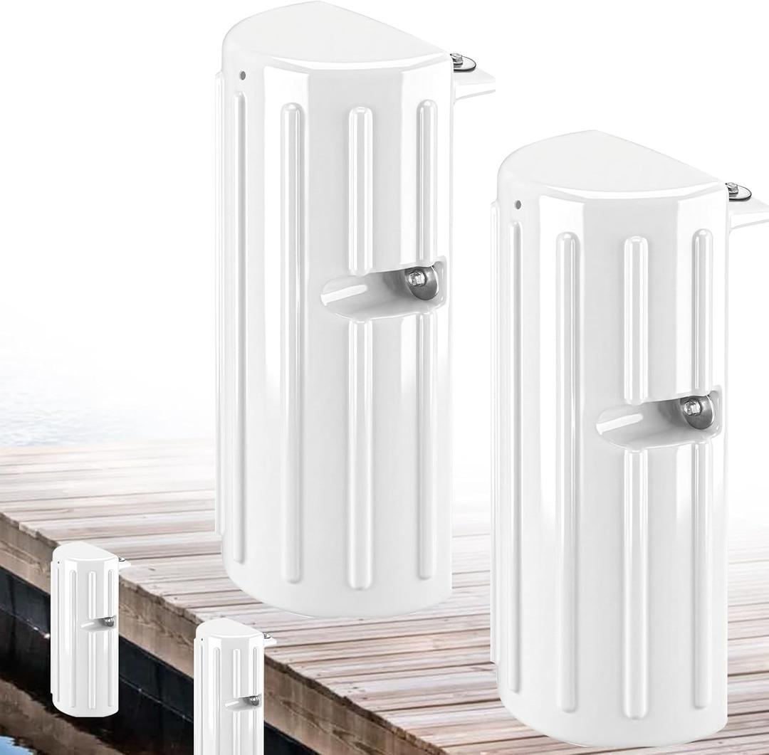 Dock Fender Boat Dock Bumpers for Edge or Side,Marine Fender Bumper Guard,Vertical Protection,Soft Vinyl Durable Construction,Includes Mounting Hardware,2 Pack-White