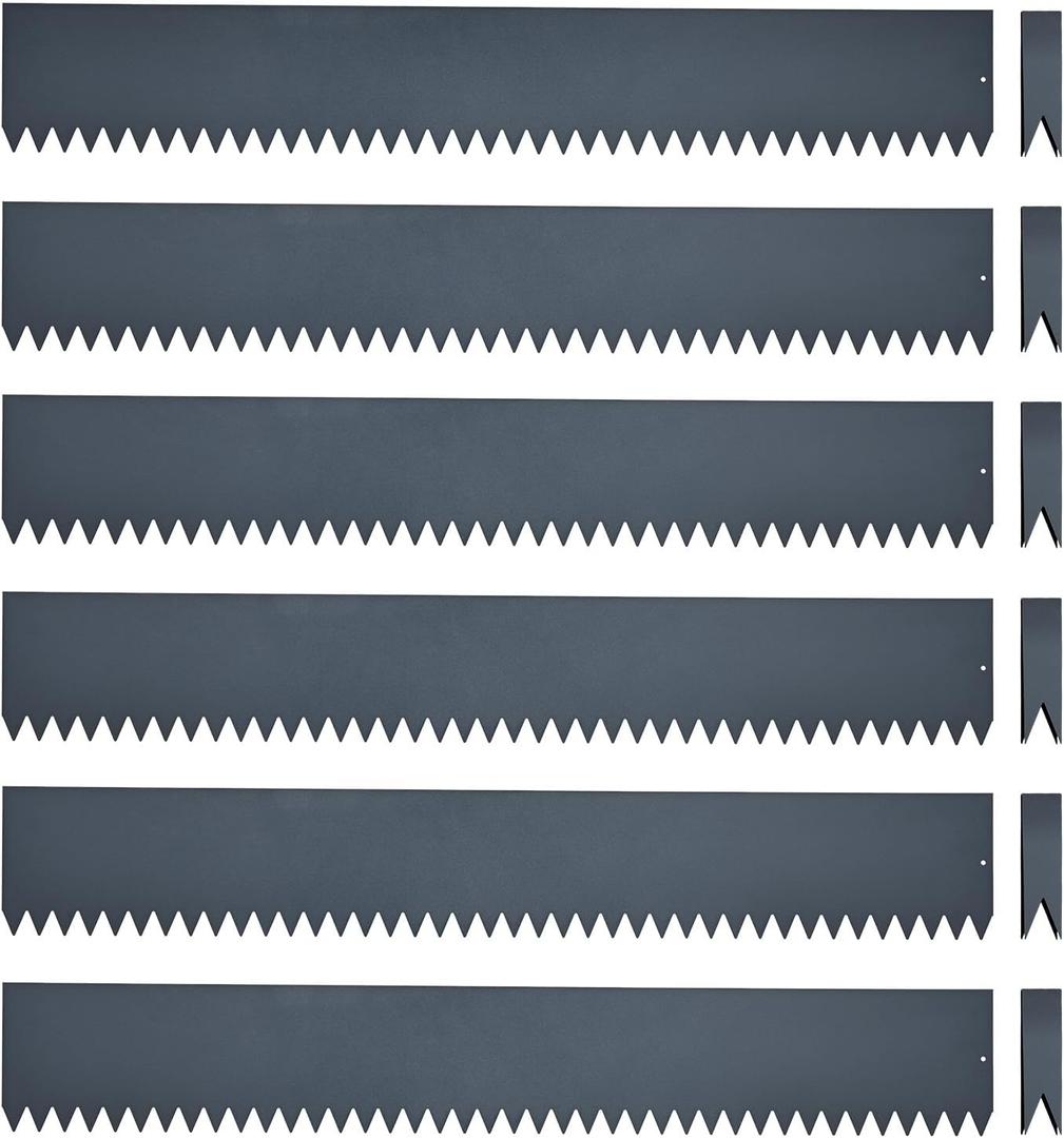 Landscape Edging Kit, Galvanized Steel Edging Landscape Lawn Edging Powder for Lawn Yard, Coated Bendable Metal Strips, No-Dig Hammer-in Edging Border w/Clips (6 INCH 6 PCS, Navy Blue)