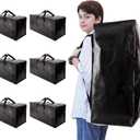 Heavy Duty Moving Bags with Backpack Straps and Strong Handles, Alternative to Moving Boxes and Storage Totes for Dorm Room Essentials, 6 Pack, Black