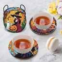 croshom 8 Pieces Halloween Diamond Art Coasters Kit, Halloween Diamond Painting Coasters, Diamonds Art Painting Kits,5D DIY Full Drill Diamonds Arts Kits for Adults Gift & Home Decor