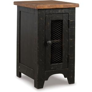 Signature Design by Ashley Valebeck Rustic Farmhouse Chair Side End Table with Cabinet Door, Distressed Black