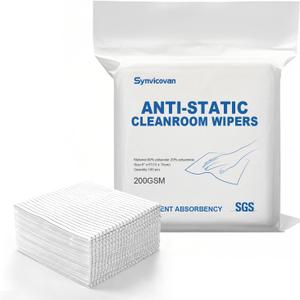 Anti-Static Microfiber Wipes 6"x6"(100 Pcs,Class 100, 200GSM) Lint Free Cloths Reusable Special ESD protection design is suitable for protecting sensitive electronic components and tools