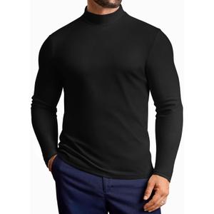 Vssjavun Mens Mock Turtleneck Long Sleeve Shirts Casual Slim Fit Undershirt Lightweight T-Shirt for Outdoor & Business (Small, Black)