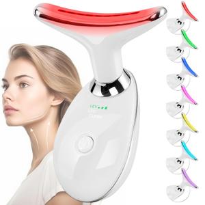 Facial Massager Red-Light-Therapy-for-Face and Neck, Face  culpting Wand with 7 Color (White)