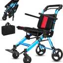 Wheelchairs for Adults,Transport Wheelchair Lightweight Foldable Chairs with Handbrakes,Portable Wheelchair Travel Wheel Chairs for Seniors,Walkers for Seniors Support 300lbs(Blue)