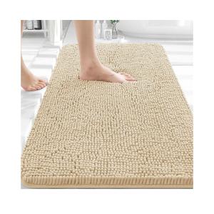 OLANLY Bathroom Rugs 30x20, Extra Soft Absorbent Chenille Bath Rugs, Rubber Backing Quick Dry, Machine Washable Bath Mats for Bathroom Floor, Tub and Shower, Home Decor Accessories, Beige