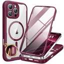 Miracase Magnetic for iPhone 16 Pro Max  Case Full-Body Phone with Built-in Glass Screen Protector, [Compatible with MagSafe] Military Drop Proof 16 Pro Max Cover Bumper 6.3 inch, Plum