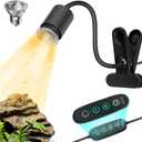 GOZILLA Reptile Heat Lamp, Turtle Light with Timing & Dimming Cycle Timer, Basking Turtle Lamp with 50W UVA/ UVB Reptile Light Bulb, Goose-Neck Rotation for Amphibian and Reptiles Tanks, Terrariums (Black)