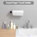 Paper Towel Holder Under Cabinet with Damping Effect, Single-Hand Operable Wall Mount Paper Towel Holder for Kitchen/Bathroom, Under Counter Self-Adhesive/Drilled Kitchen Towel Holder (Silver)