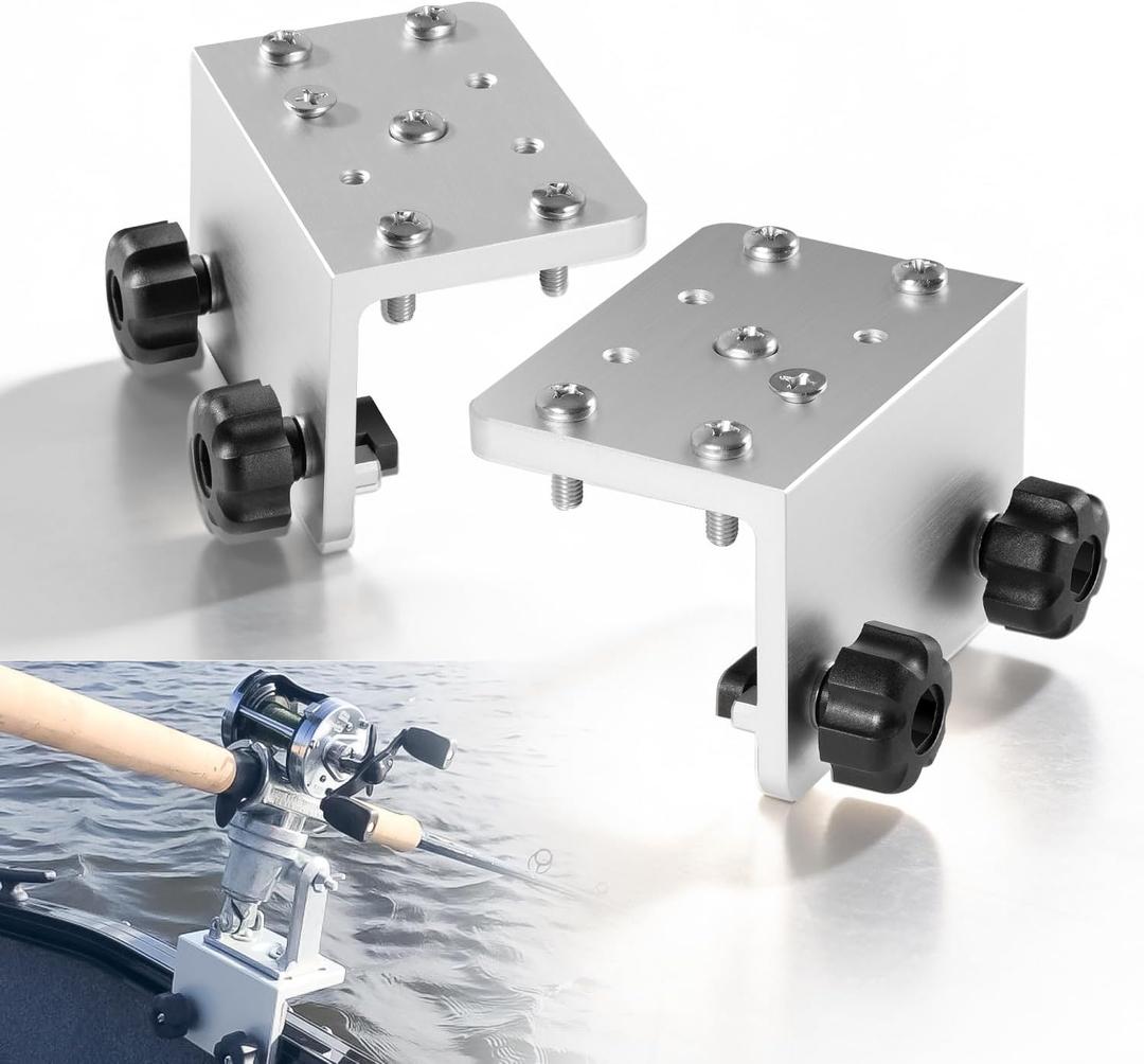 (Set of 2) 90 Degree Boat Track Mount Base for Lund Sport Track, Versatrack, BroCraft & Cannon Systems, Aluminum Gunnel Track Mount for Rod Holders & Marine Accessories
