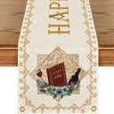 Artoid Mode Beige Pesach Star of David Happy Passover Table Runner, Seasonal Book Kitchen Dining Table Decoration for Home Party Decor 13x72 Inch