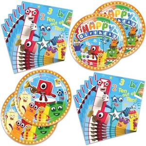 Fuyhiuous Number Blocks Party Supplies include plates, napkins for the Number birthday party decoration