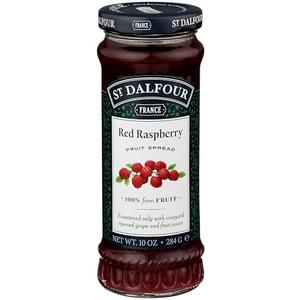 Pack of 8, St. Dalfour Red Raspberry Fruit Spread - 10oz - 100% from Fruit, No Artificial Ingredients, Non-GMO, No Cane Sugars, All Natural, Made in France, Best By 01/16/2028