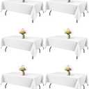 Niuara White Rectangle Table Cloth - 6 Pack, 60" x 84" Washable Polyester Tablecloth for 5FT Tables, Wrinkle-Resistant Table Cover for Weddings & Parties