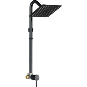 LIWEIKE Outdoor Shower Kit, All Mental Matte Black Outdoor Shower Fixtures with 8 Inch Rainfall Shower Head Outside Shower with Single Handle for Backyard, Valve Included