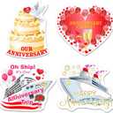 Hoteam 4 Pcs Anniversary Cruise Door Decorations Magnetic Large Happy Anniversary Cruise Ship Door Magnets Funny Waterproof Nautical Magnets for Carnival Cabin Stateroom Fridge Car
