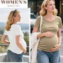 Riyiper 4 Pack Women's Ribbed Maternity T Shirts 92% Cotton Short Sleeve Pregnant Top Crew Neck Side Ruched Maternity Clothes