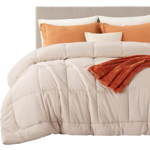 Bedsure Comforter Duvet Insert - Quilted Comforters Cal King Size, All Season Duvet, GentleSoft Down Alternative Bedding, with 8 Tabs, Gifts for Women/Men, Beige, California King 96 X 102 Inches