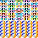 60Pcs Sunglasses Beach Balls Bulk Party Favors for Kids 30Pcs Neon Sunglasses 30Pcs 12" Beach Balls Kid Boys Girls Graduation Party Supplies for Summer Beach Pool Party Favors Goodie Bag Favors