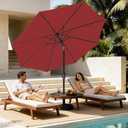 MEWAY 9ft Patio Umbrella Outdoor Table Umbrellas with Push Button Tilt and Crank, Market Umbrella 8 Sturdy Ribs for Deck, Garden, Pool and Backyard, Red