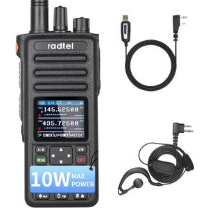 Radtel RT-730 10W Heavy Duty Long Range Walkie Talkie, Tri Band Rechargeable Ham Radio, 199CH with USB-C Battery, NOAA, AM Aviation, Dual PTT for Biking, Camping, Jobsite (with Prog Cable,Headset)